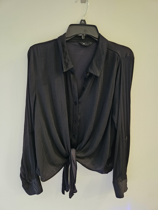 Simply Vera Vera Wang Tops - Simply Vera by Vera Wang Black Tie-Front Button Down Shirt